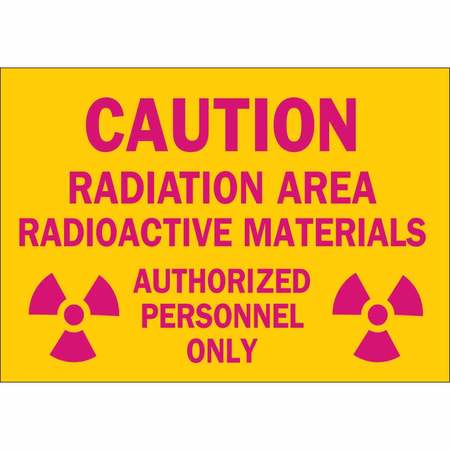BRADY Caution Radiation Sign, 7 in H, 10 in W, Aluminum, Rectangle, 42859 42859