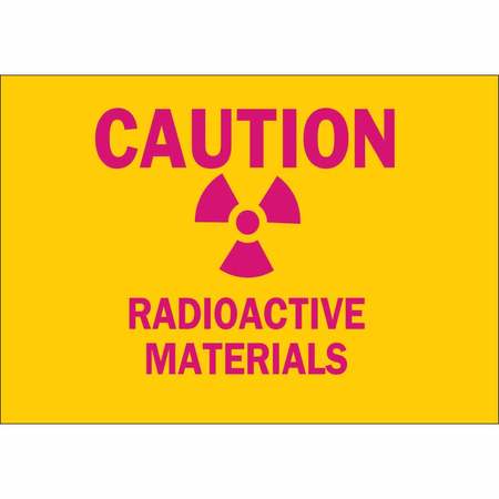 BRADY Caution Radiation Sign, 7 in H, 10 in W, Plastic, Rectangle, 25284 25284