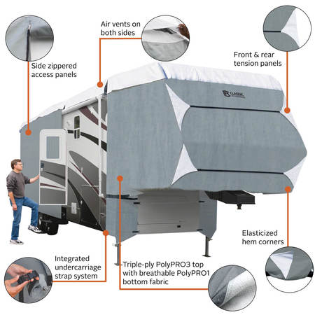 Classic Accessories Toy Hauler Cover, 23 ft.-26 ft. L RVs Grey 75363