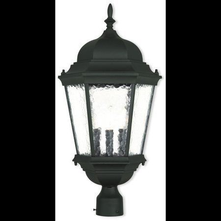 LIVEX LIGHTING Hamilton 3 Light Textured Black Outdoor Post Top Lantern 75474-14