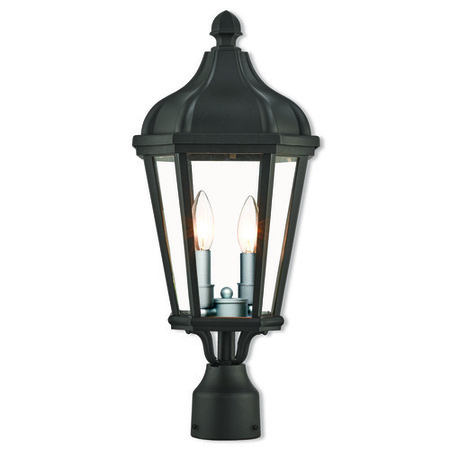 LIVEX LIGHTING Morgan 2 Light Textured Black Outdoor Post Top Lantern 76188-14