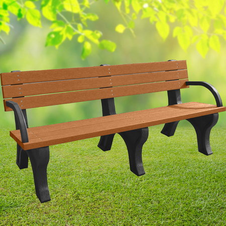 DOGIPARK Backed Poly Bench, 6 Ft., Black and Cedar 7713-BC