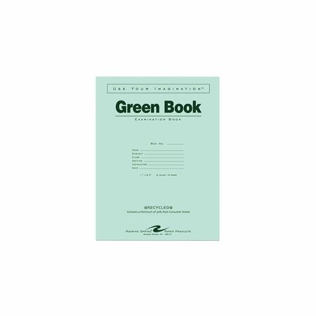 ROARING SPRING Case of Recycled Exam Green Books, 8.5" x 11", 8 sheets/16 pages, Wide Ruled with Margin 77509cs