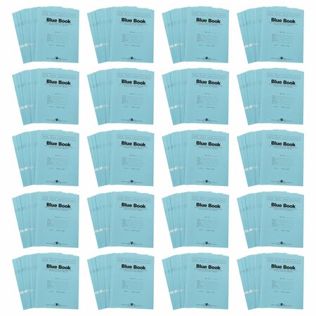 ROARING SPRING Case of Exam Blue Books, 8.5" x 7", 6 Sheets/12 Pages, Wide Ruled with Margin 77511cs