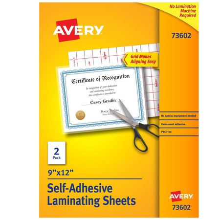 Avery Clear Laminating Sheets, 9" x 12", PK2 73602