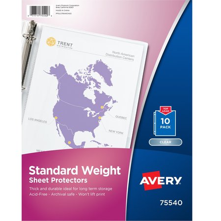AVERY Clear Standard Weight Sheet Protec, PK10 75540