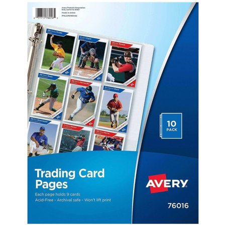 AVERY Trading Card Pages 9 Pocket for 3, PK90 76016