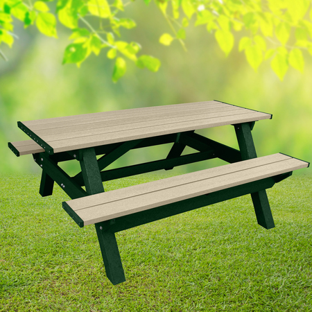 DOGIPARK Poly Picnic Table, 6 Ft., Green and Sand 7791-GS