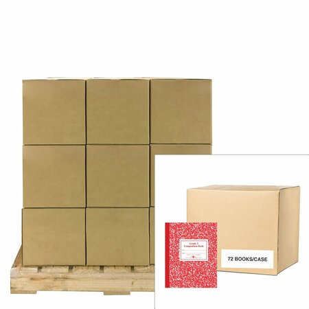 ROARING SPRING Pallet of Flexible Red Marble Comp Books, 50 sheets of 15# White Paper, 10"x8", 1/2" lines-Grade 3 77922PL