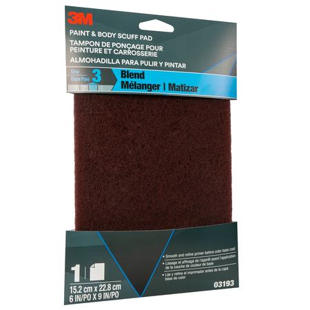 3M Paint and Body Scuff Pad, 03193, 6"ch, PK20 03193