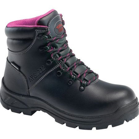 Avenger Safety Footwear Size 9 Women's 6 in Work Boot Steel Work Boot, Black A8124