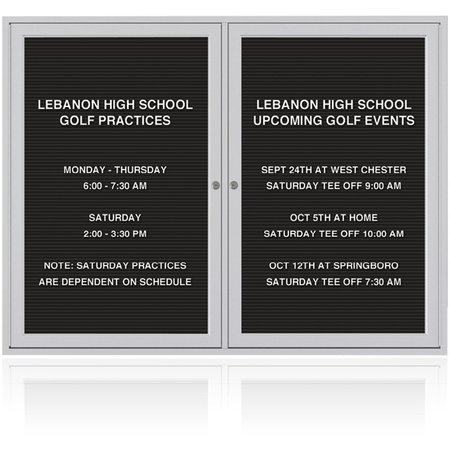 Ghent Enclosed Letter Board 36"x60", Satin PA23660B-BK