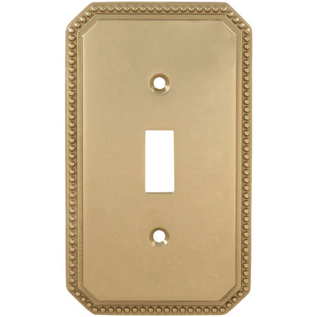 OMNIA Single Beaded Switch Plate, Number of Gangs: 1 Solid Brass, Polished Brass, Lacquered Finish 8004/S.3