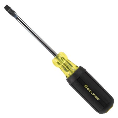 ECLIPSE TOOLS Slotted Screwdriver, 1/4"x4", Rubber Grip 800-093