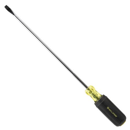 ECLIPSE TOOLS Slotted Screwdriver, 1/4"x10", Rubber Grip 800-154
