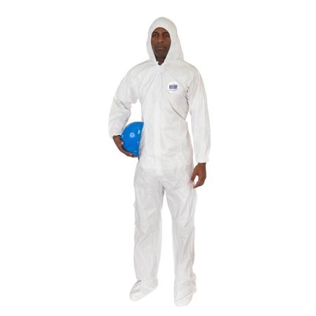 International Enviroguard Hooded Disposable Coveralls, 25 PK, White, Fabric, Zipper 8019-4XL
