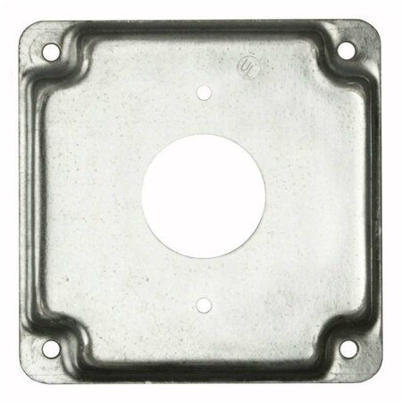 Raco Electrical Box Cover, Square, 2 Gang, Square, Galvanized Zinc, Single Receptacle 801C