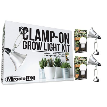 MIRACLE LED Wide Angle LED Clamp-On Grow Light, PK2 601310