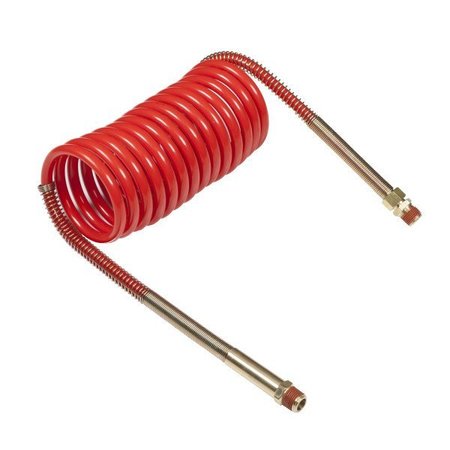 GROTE Coiled Air 12 ft., Red, 6" Lead/Brass Han 81-0012-HR