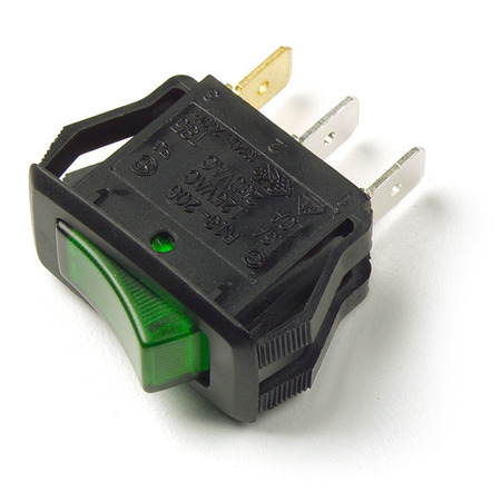 GROTE Rocker Switch, On/Off, Green, 20A 82-1903