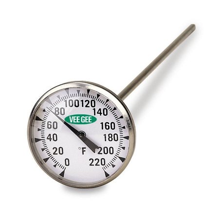 VEE GEE Thermometer, Dial, 0 to 220 degrees F 82220