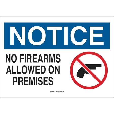 BRADY Notice Security Sign, 10 in Height, 14 in Width, Aluminum, Rectangle, English 84907