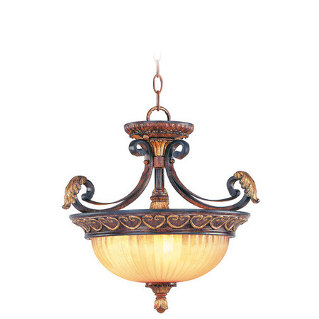 LIVEX LIGHTING Villa Verona 3 Light Verona Bronze with Aged Gold Leaf Convertible 8565-63