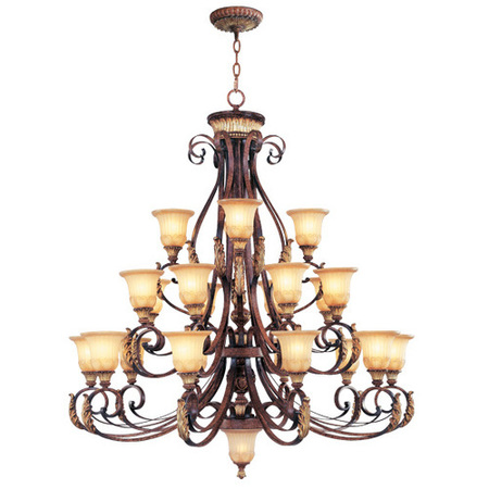 LIVEX LIGHTING Villa Verona 23 Light Verona Bronze with Aged Gold Leaf Chandelier 8569-63