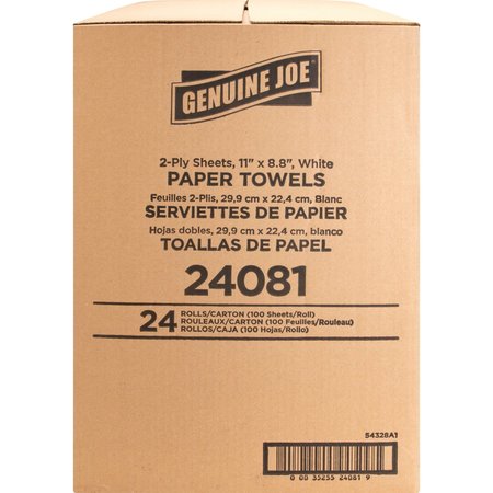 Genuine Joe Genuine Joe Perforated Roll Paper Towels, 2 Ply, 200 Sheets, White, 24 PK GJO24081