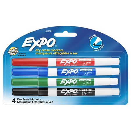 EXPO Dry Erase Marker, Fine Point, PK4 86674K