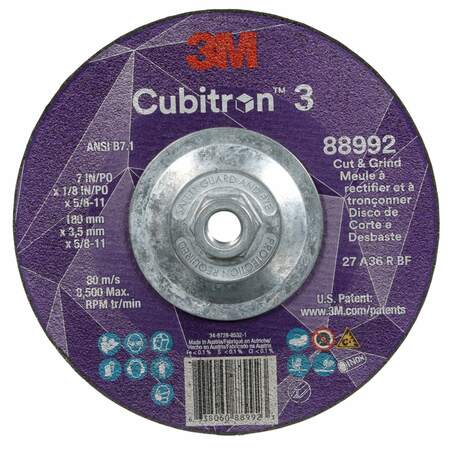 3M CUBITRON Cut-Off and Grinding Wheel, 36 Grit 88992