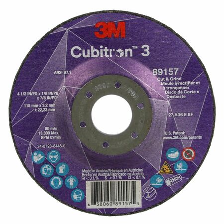 3M CUBITRON Cut-Off and Grinding Wheel, 36 Grit 89157