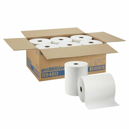 Georgia-Pacific enMotion Hardwound Paper Towels, 1 Ply, Continuous Roll Sheets, 800 ft, White, 6 PK 89460