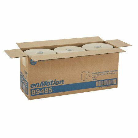 Georgia-Pacific enMotion Hardwound Paper Towels, 1 Ply, Continuous Roll Sheets, 800 ft, Brown, 3 PK 89485