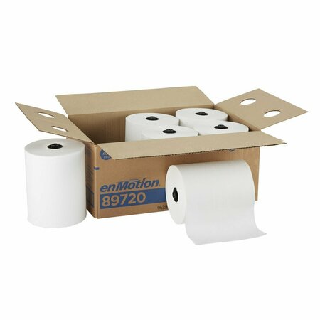 Georgia-Pacific enMotion Hardwound Paper Towels, 1 Ply, Continuous Roll Sheets, 550 ft, White, 6 PK 89720