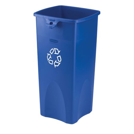 Rubbermaid Commercial 23 gal Square Recycling Bin, Open Top, Bronze Vein/Satin Brass, Plastic, 1 Openings FG356973BLUE
