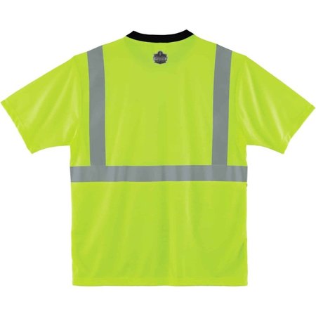 Glowear By Ergodyne Black Front Safety T-Shirt, Small, Lime 8289BK