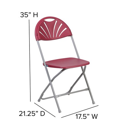 Flash Furniture Burgundy Plastic Folding Chair 8-LE-L-4-BUR-GG