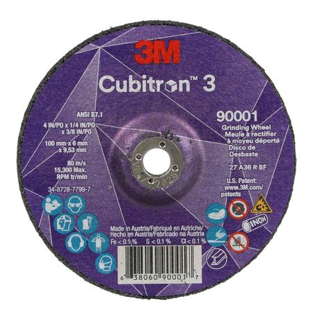 3M CUBITRON Depressed Center Grinding Wheel, 36 Grit 90001