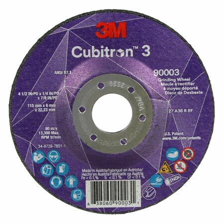 3M CUBITRON Depressed Center Grinding Wheel, 36 Grit 90003