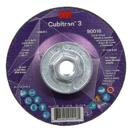 3M CUBITRON Cut-Off and Grinding Wheel, 36 Grit 90016