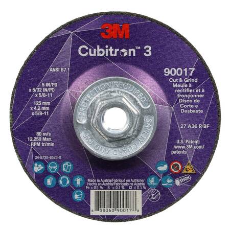 3M CUBITRON Cut-Off and Grinding Wheel, 36 Grit 90017