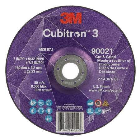 3M CUBITRON Cut-Off and Grinding Wheel, 36 Grit 90021