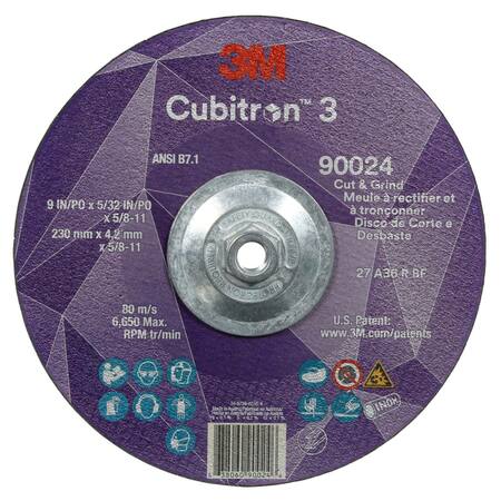 3M CUBITRON Cut-Off and Grinding Wheel, 36 Grit 90024