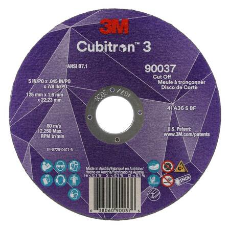 3M CUBITRON Abrasive Cut-Off Wheel, 7/8 in Connector 90037