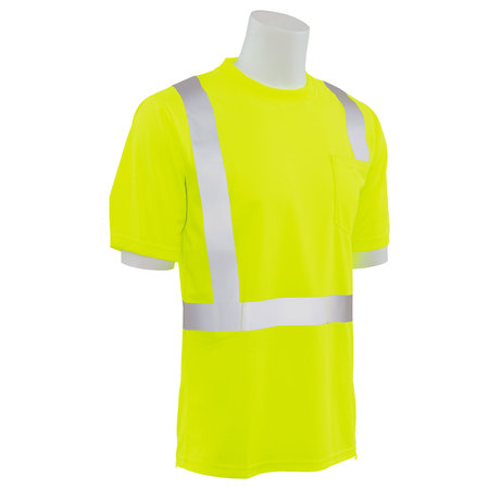 Erb Safety T-Shirt, Class 2, Hi-Viz, Lime, 4XL, Material: 100% Polyester Birdseye Mesh with Moisture Wicking 63053