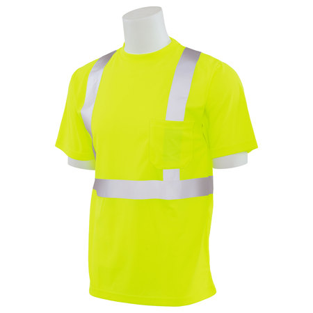Erb Safety T-Shirt, Class2, X Back, Hi-Viz, Lime, XL 62183