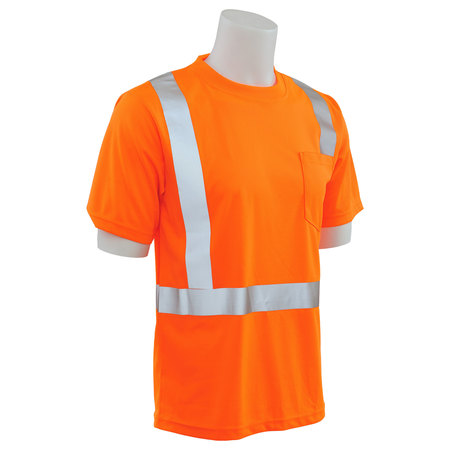 Erb Safety T-Shirt, Class 2, Hi-Viz, Orange, XL, Material: 100% Polyester Birdseye Mesh with Moisture Wicking 61679