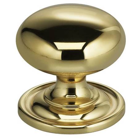 OMNIA Round Cabinet Knob with Backplate Bright Brass 1-3/16" 9158/30.3