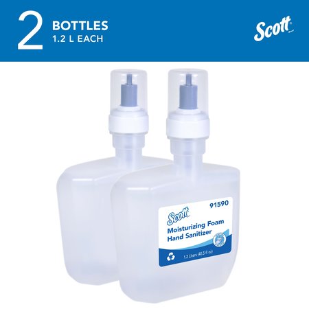 Kimberly-Clark Professional Moisturizing Foam Hand Sanitizer, 1.2 L Refills for KCP ICON & Scott Automatic Dispensers, 2 Bottles 91590